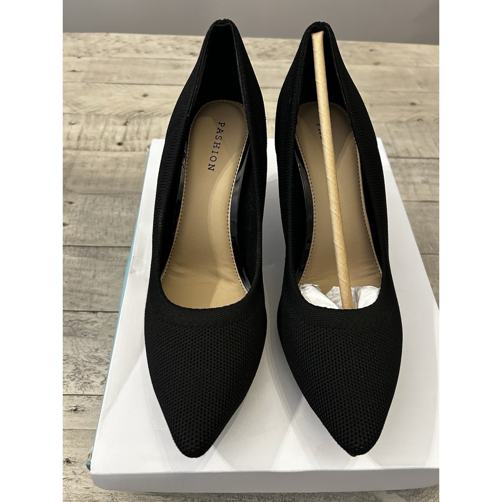 Pashion Footwear Stilettoes Heels Convertible Shoes Women 7 Knit Pumps Black